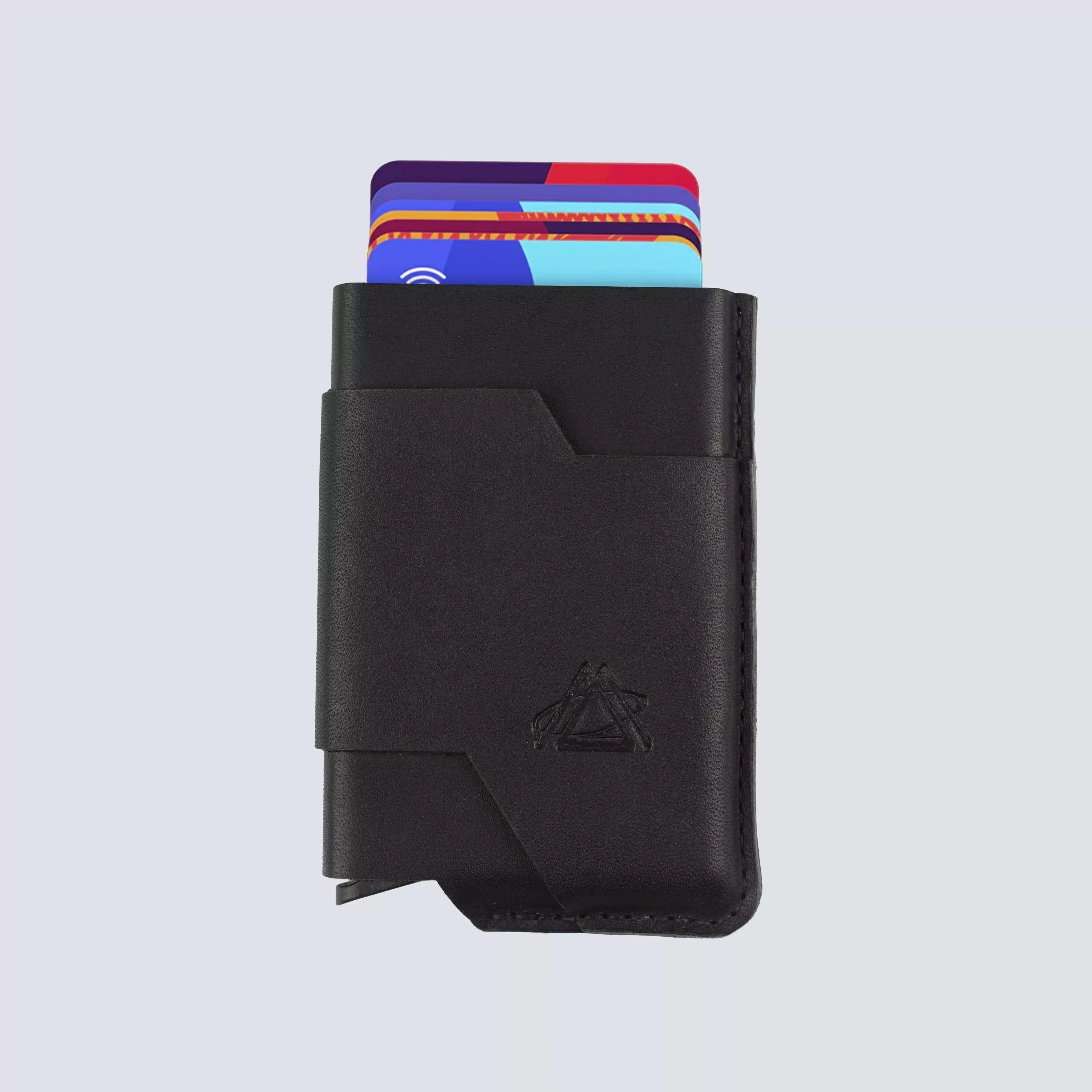 بوب اب - حافظة كروت من الجلد الطبيعي الأصلي مصنوعة يدويًا مع خاصية حماية RFID -اسود