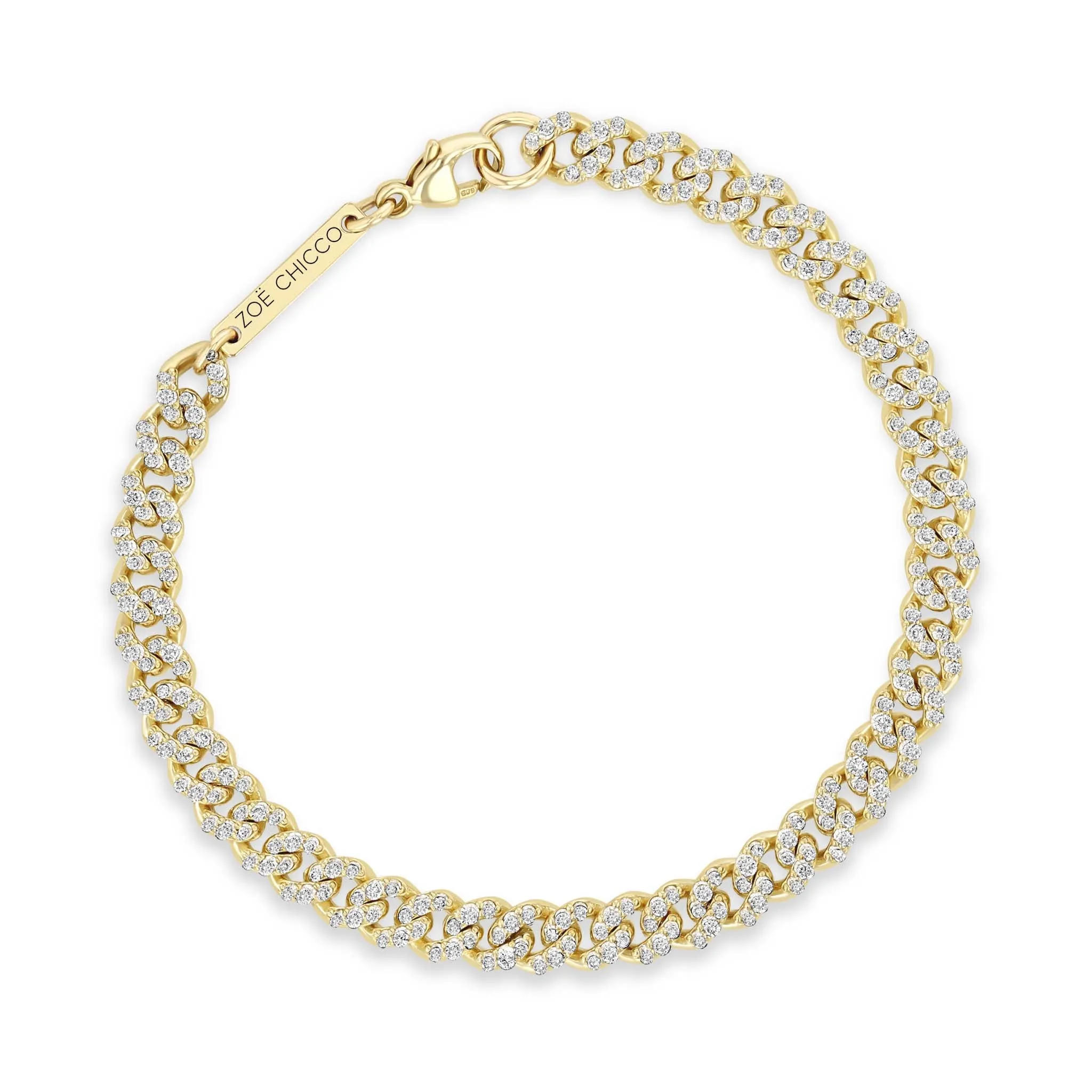 14k Full Pavé Diamond Medium Curb Chain Bracelet