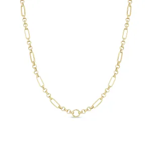 14k Gold Circle Medium Paperclip Rolo Chain Necklace
