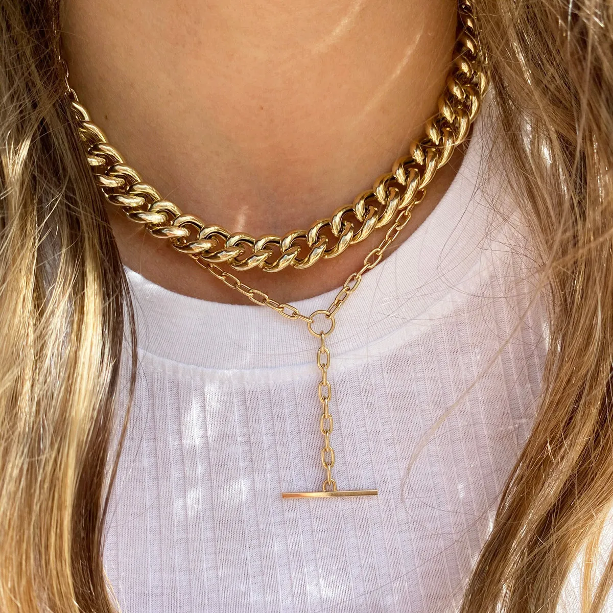 14k Gold XXL Thick Link Curb Chain Necklace
