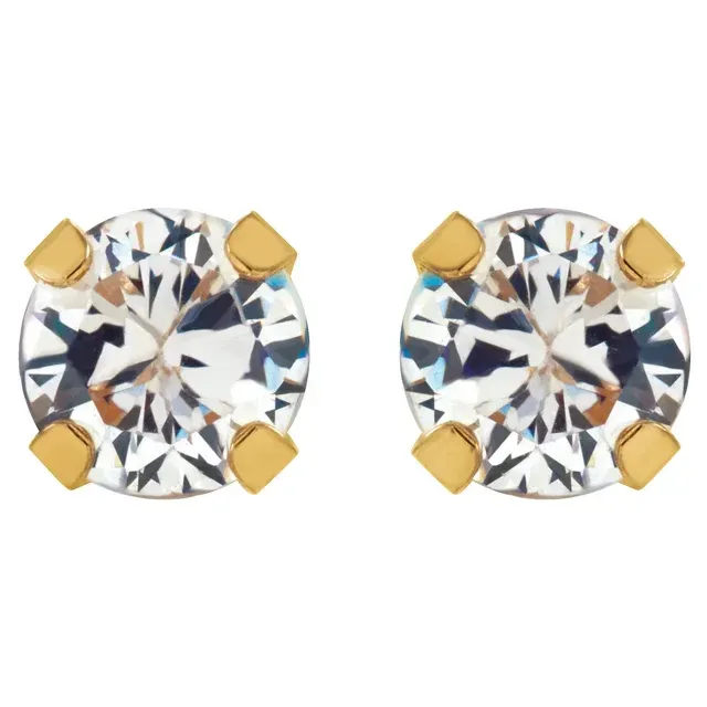 14K Yellow 3 mm Round Cubic Zirconia Piercing Stud Earrings
