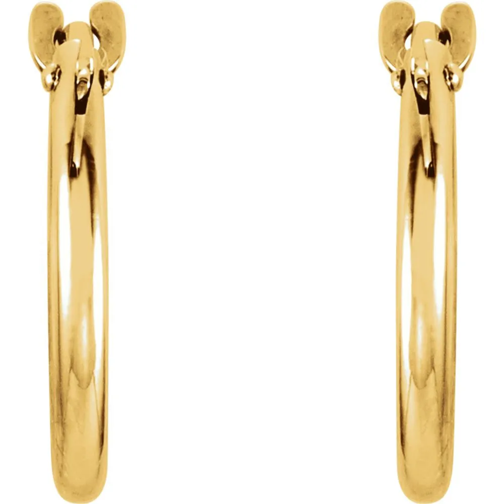 14k Yellow Gold 11.7mm Youth Hoop Earrings with Packaging