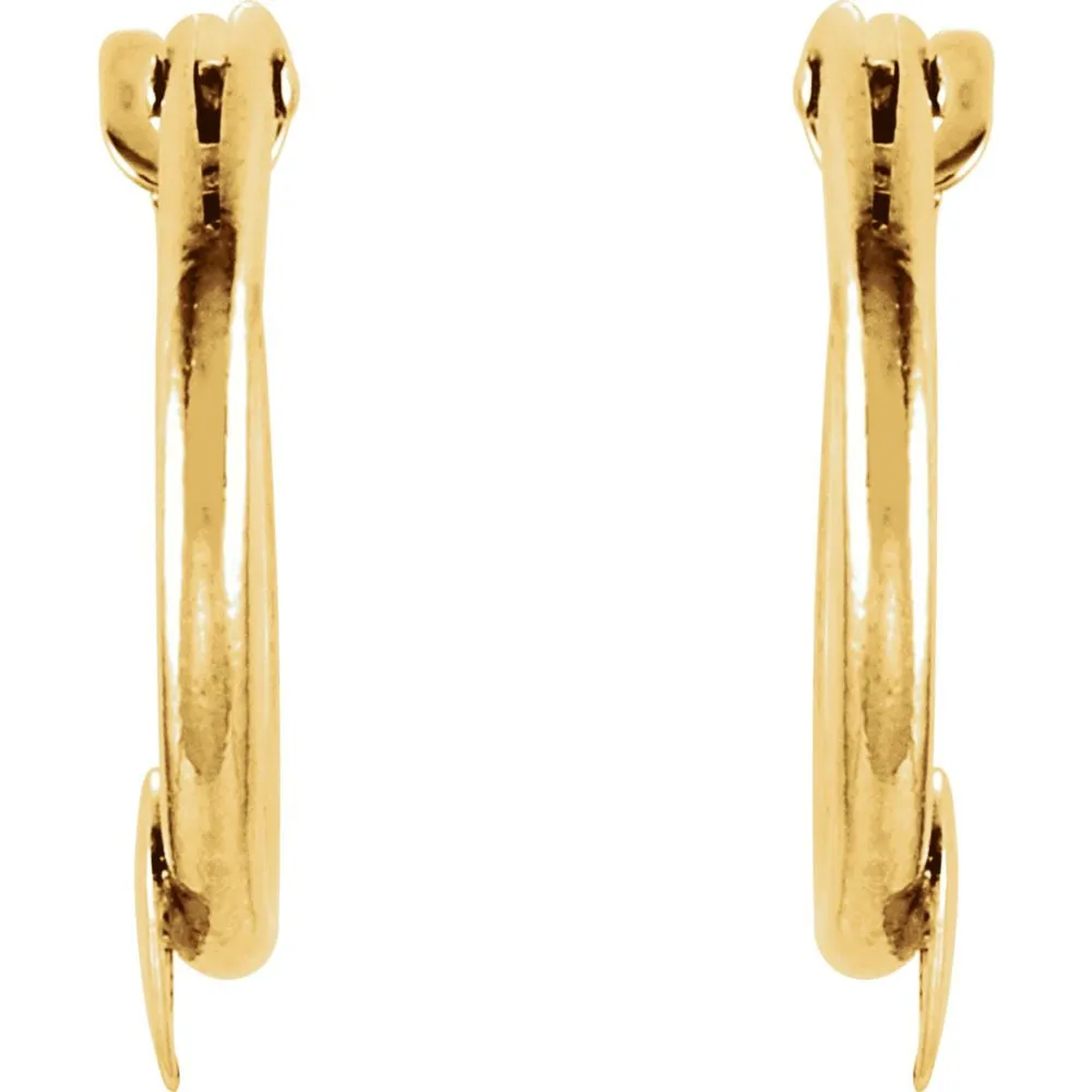 14k Yellow Gold Hoop Earrings with Heart