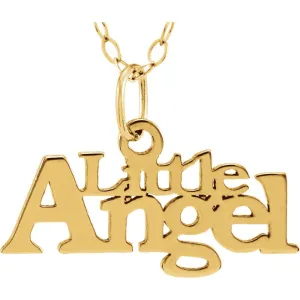 14k Yellow Gold "Little Angel" Pendant with 15" Chain