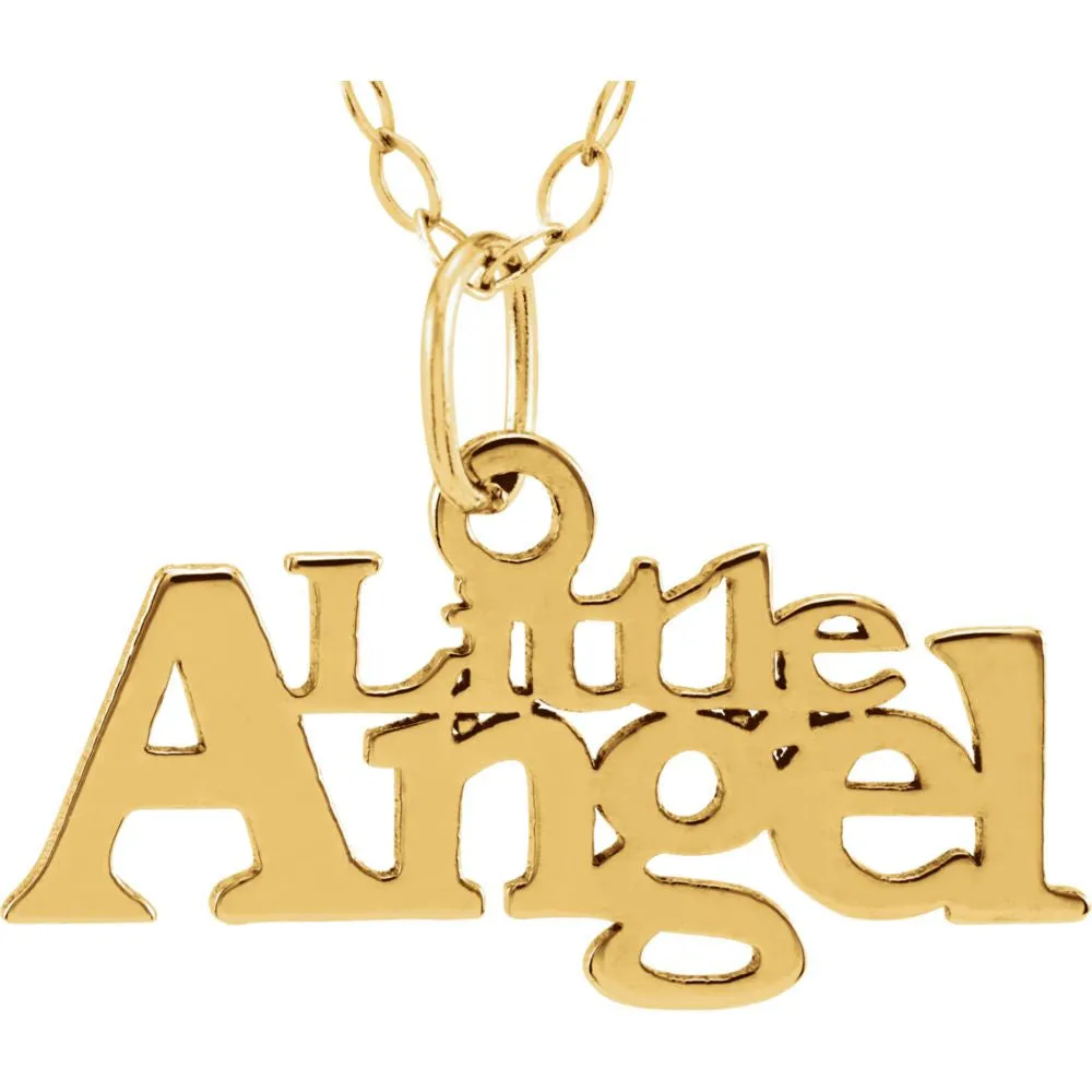 14k Yellow Gold "Little Angel" Pendant with 15" Chain