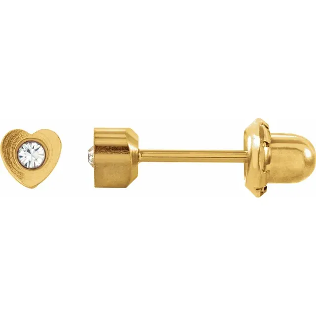 24K Gold-Washed Stainless Steel Imitation Crystal Piercing Earrings