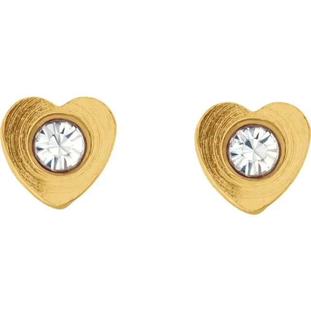 24K Gold-Washed Stainless Steel Imitation Crystal Piercing Earrings