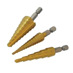 3pce Titanium-Coated Hss Step Drill Set 3pce 151206 Silverline