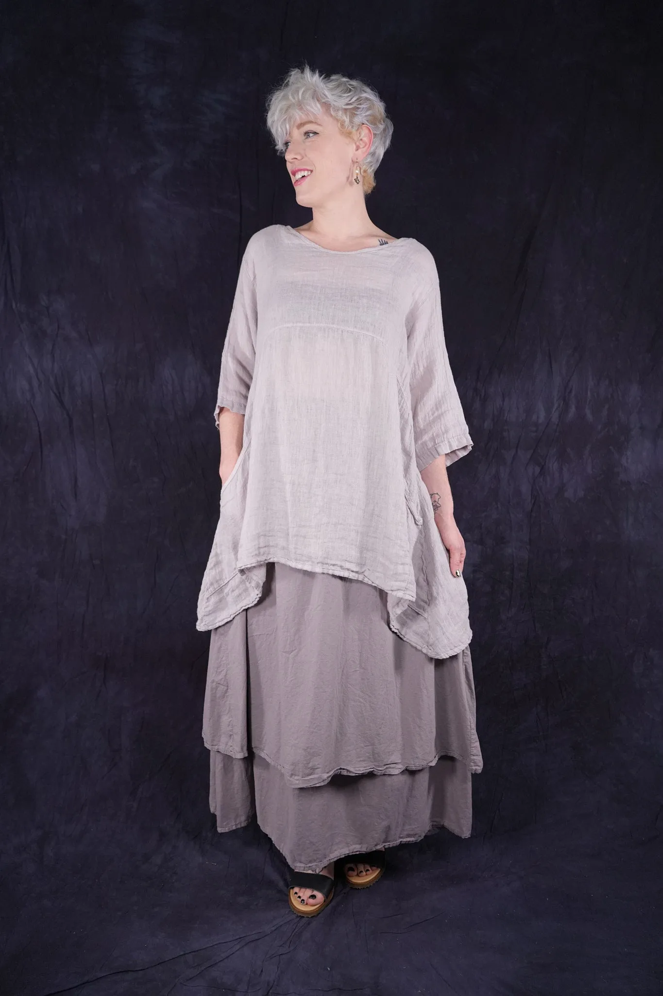 4190 Double Layer Skirt Shantung