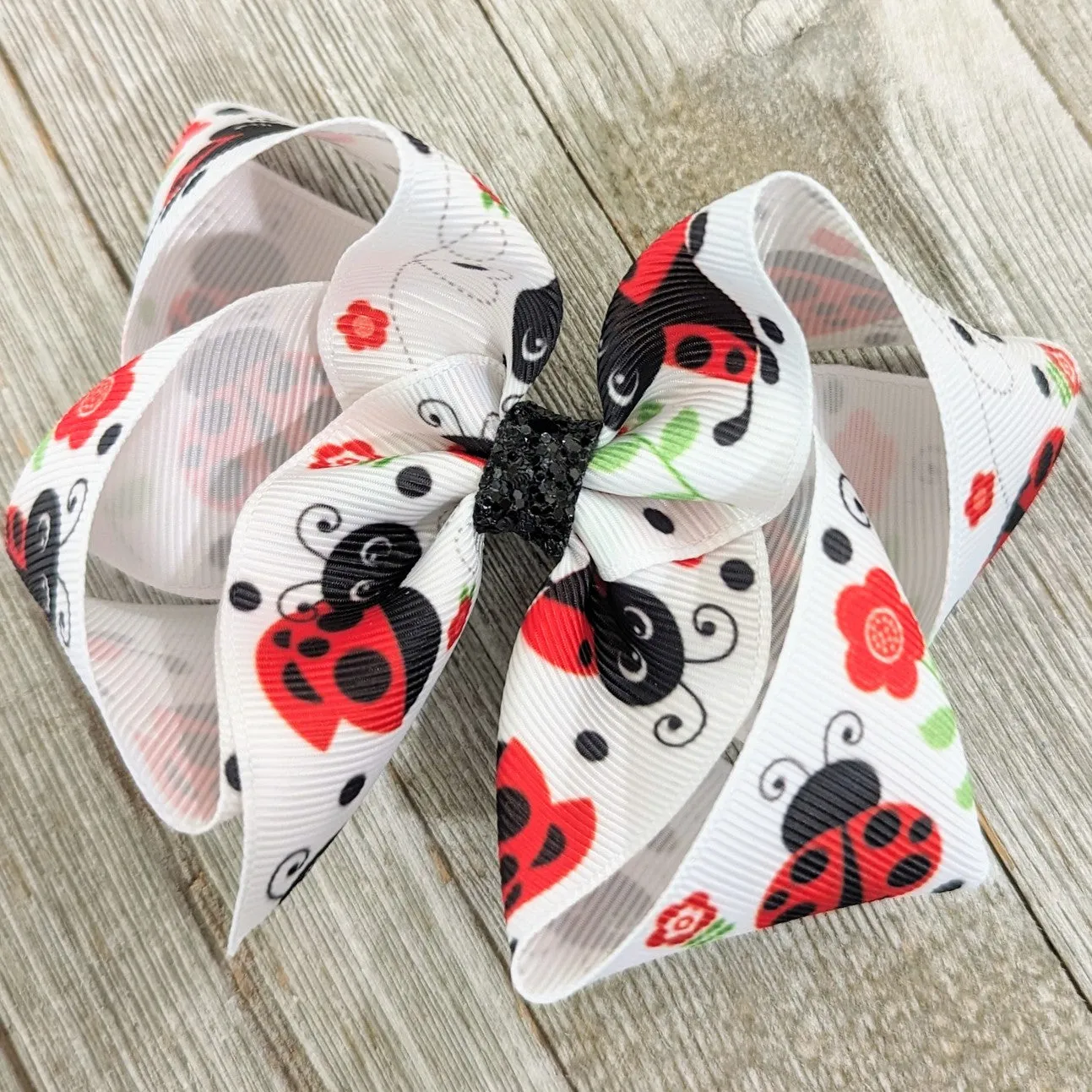4" Ladybug Ribbon Hair Bow