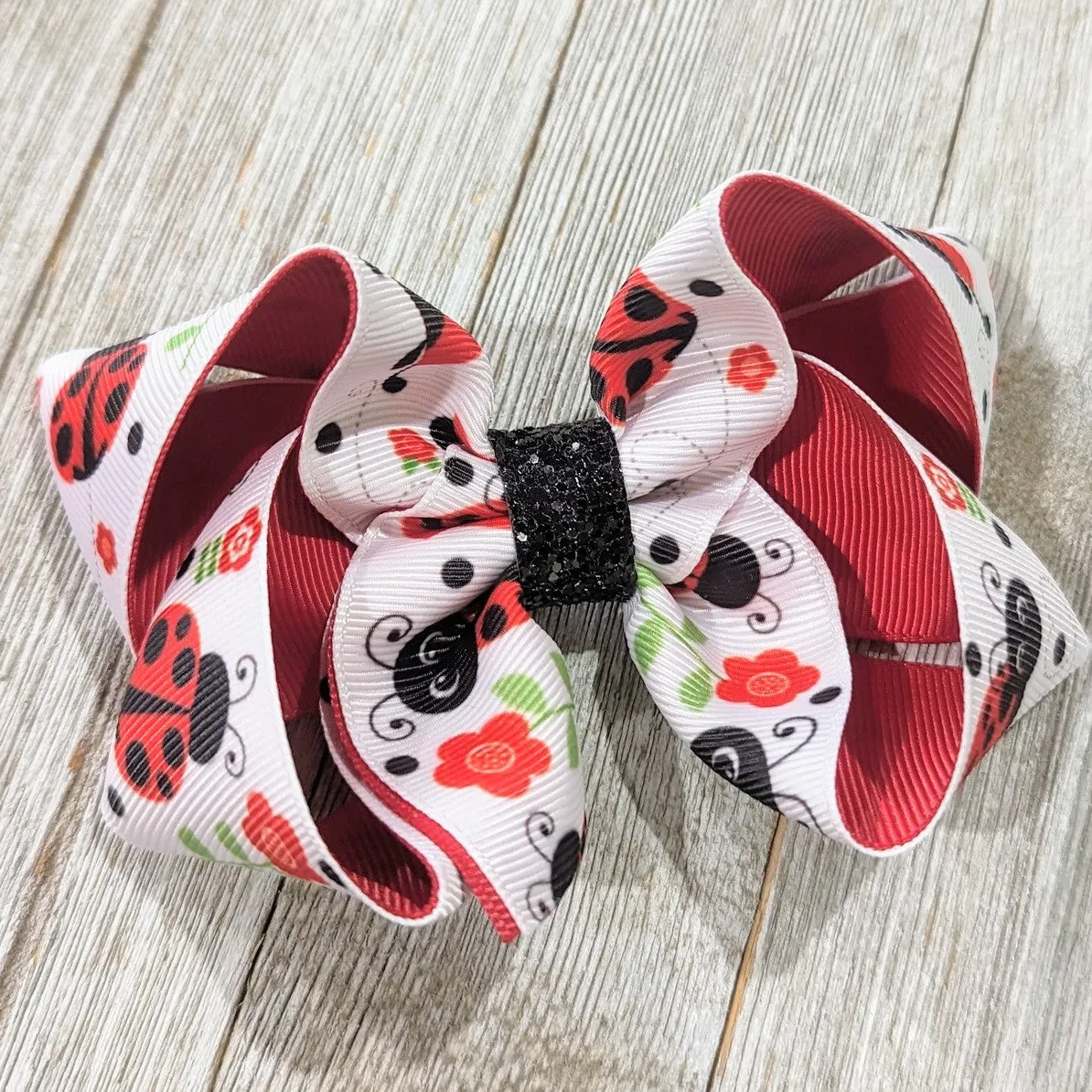 4" Ladybug Ribbon Hair Bow