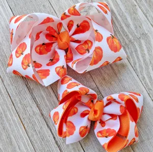 4" Pumpkin Ribbon Hair Bow