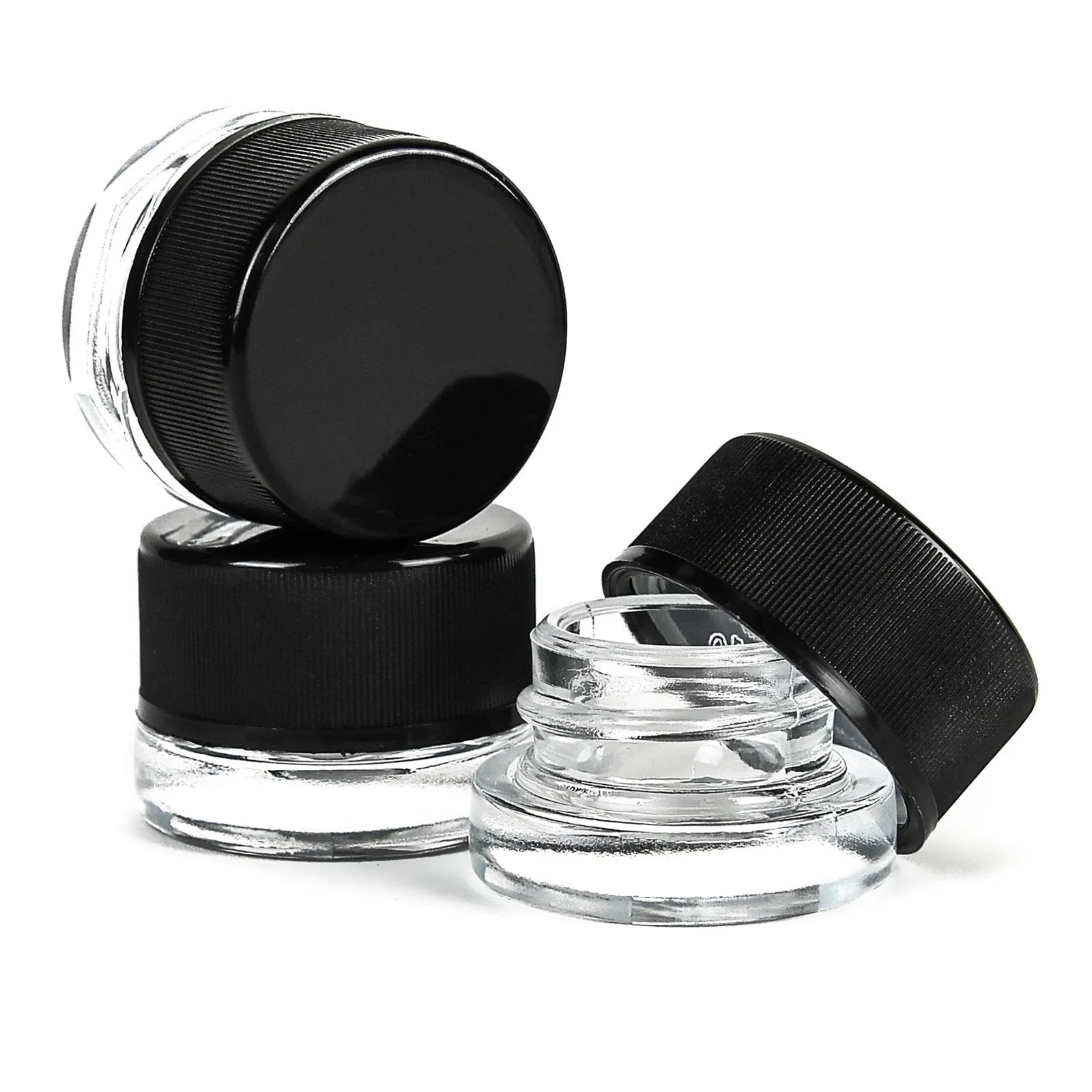 5ml Glass Jar- Child Resistant with Black Lids