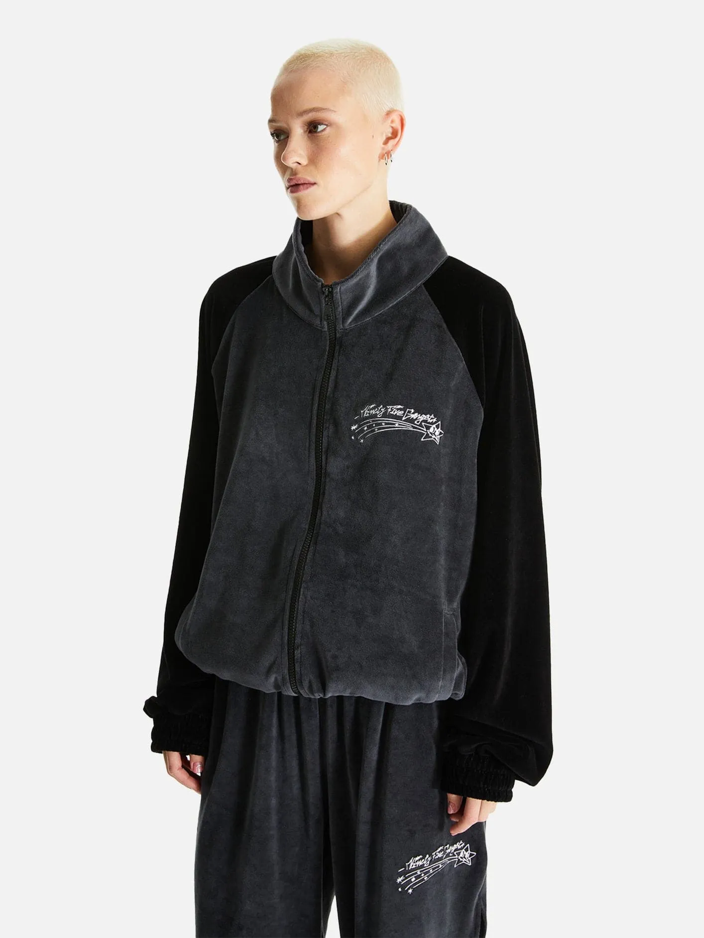 95G Velvet Zip Up - Black