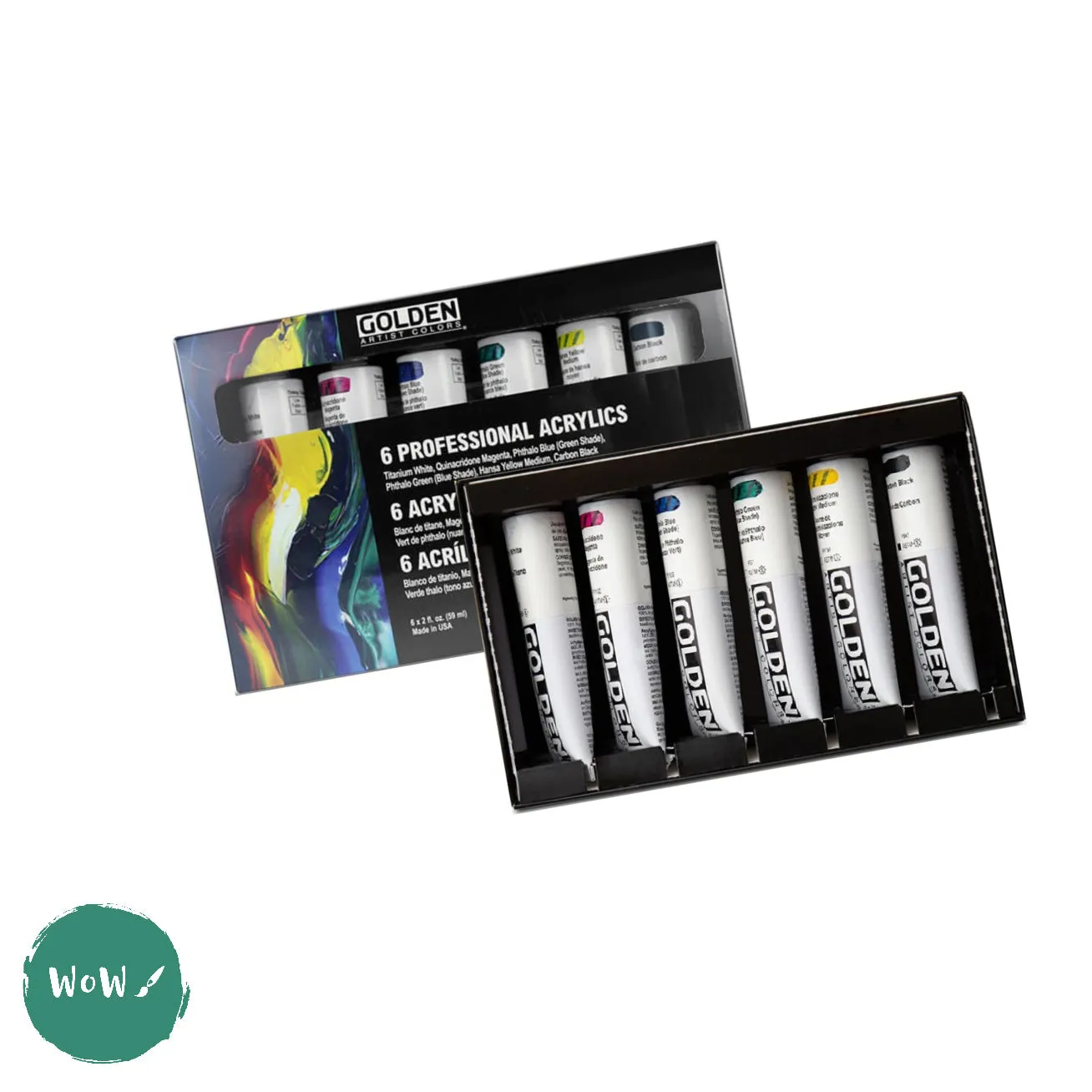 Acrylic Paint Set- Golden HEAVY BODY - PROFESSIONAL PRINCIPAL SET - 6 assorted 59ml tubes