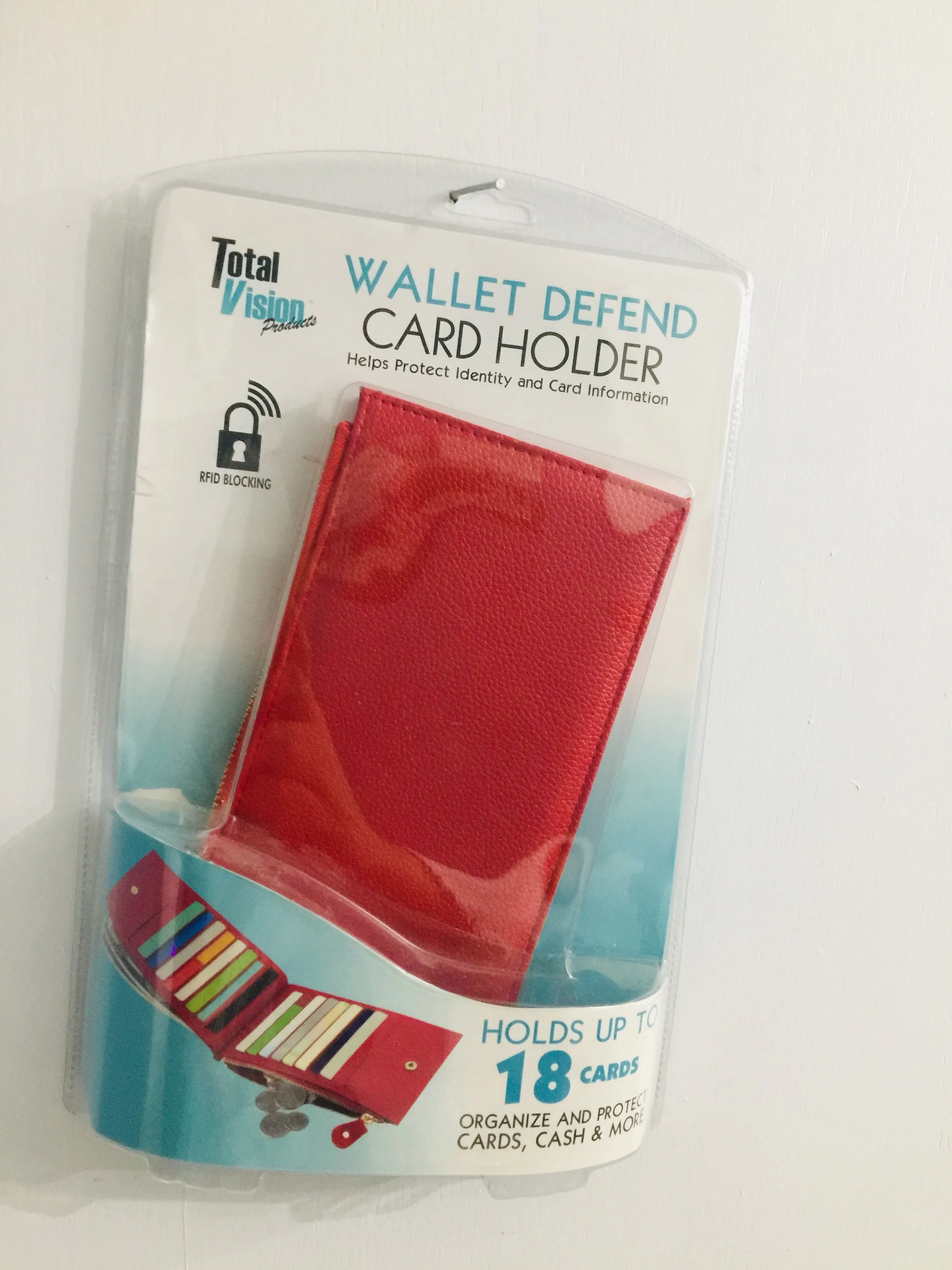 AS SEEN ON TV! THIS WALLET HELPS TO PROTECT IDENTITY & CARD INFORMATION! HOLDS UP TO 18 CARDS & CASH! RED! Retail $19.99