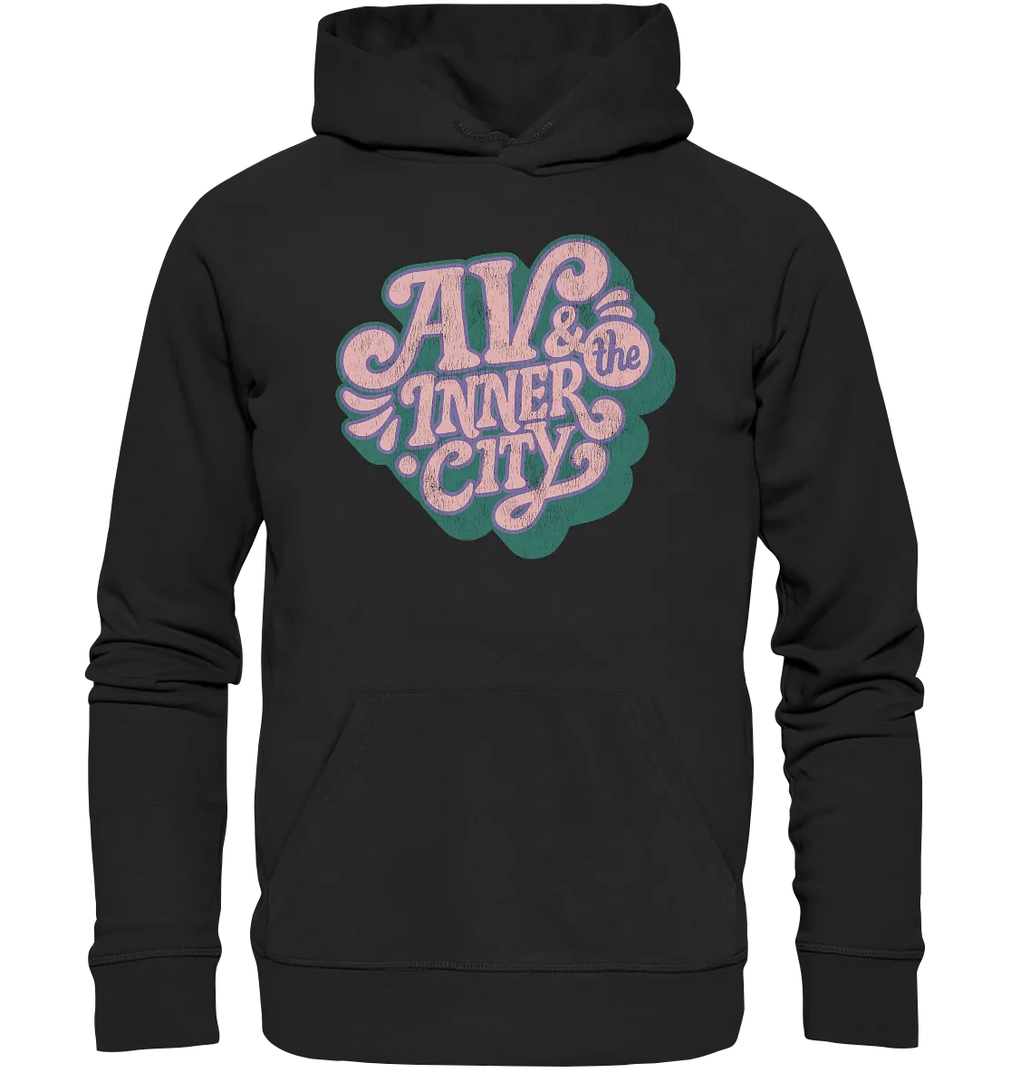 AV & the Inner City / Premium Hoodie with Pink and Green Logo