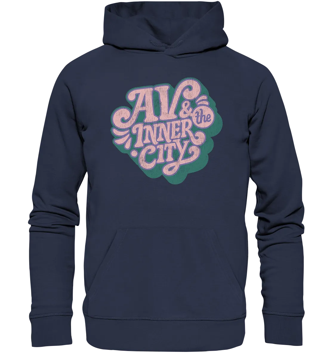 AV & the Inner City / Premium Hoodie with Pink and Green Logo