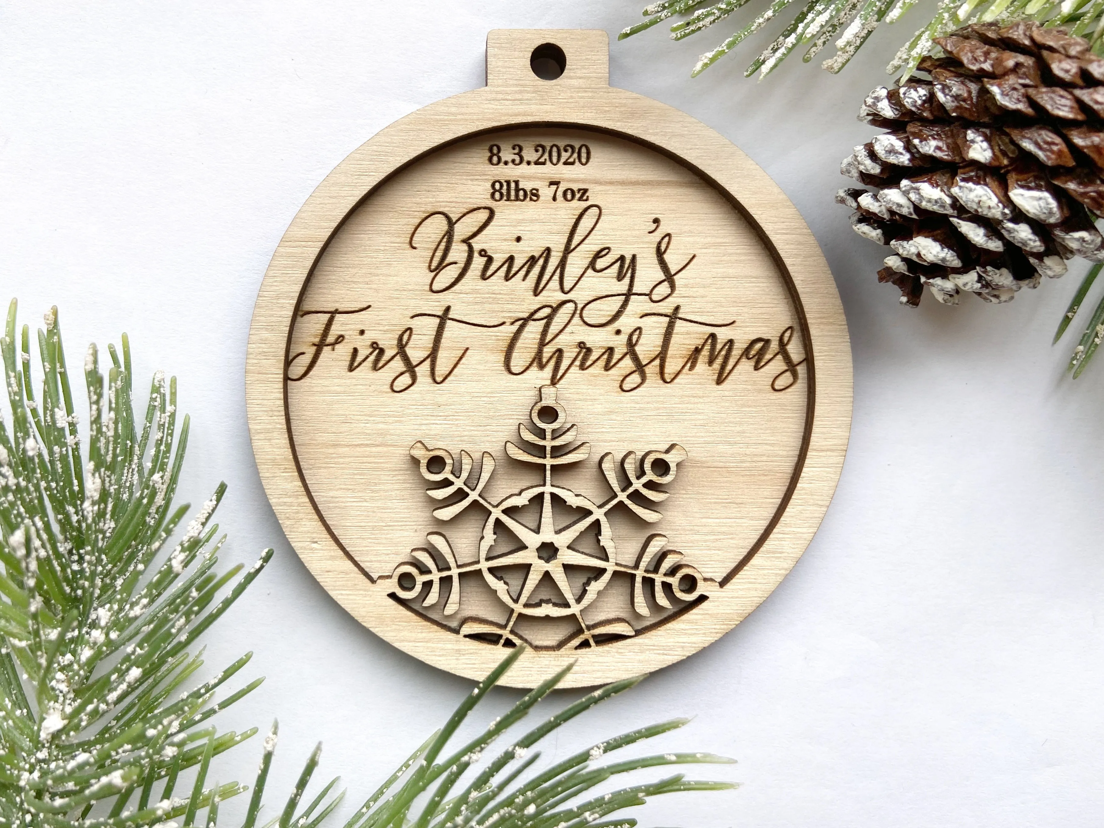 Baby's First Christmas 3-D Personalized Wood Christmas Ornament