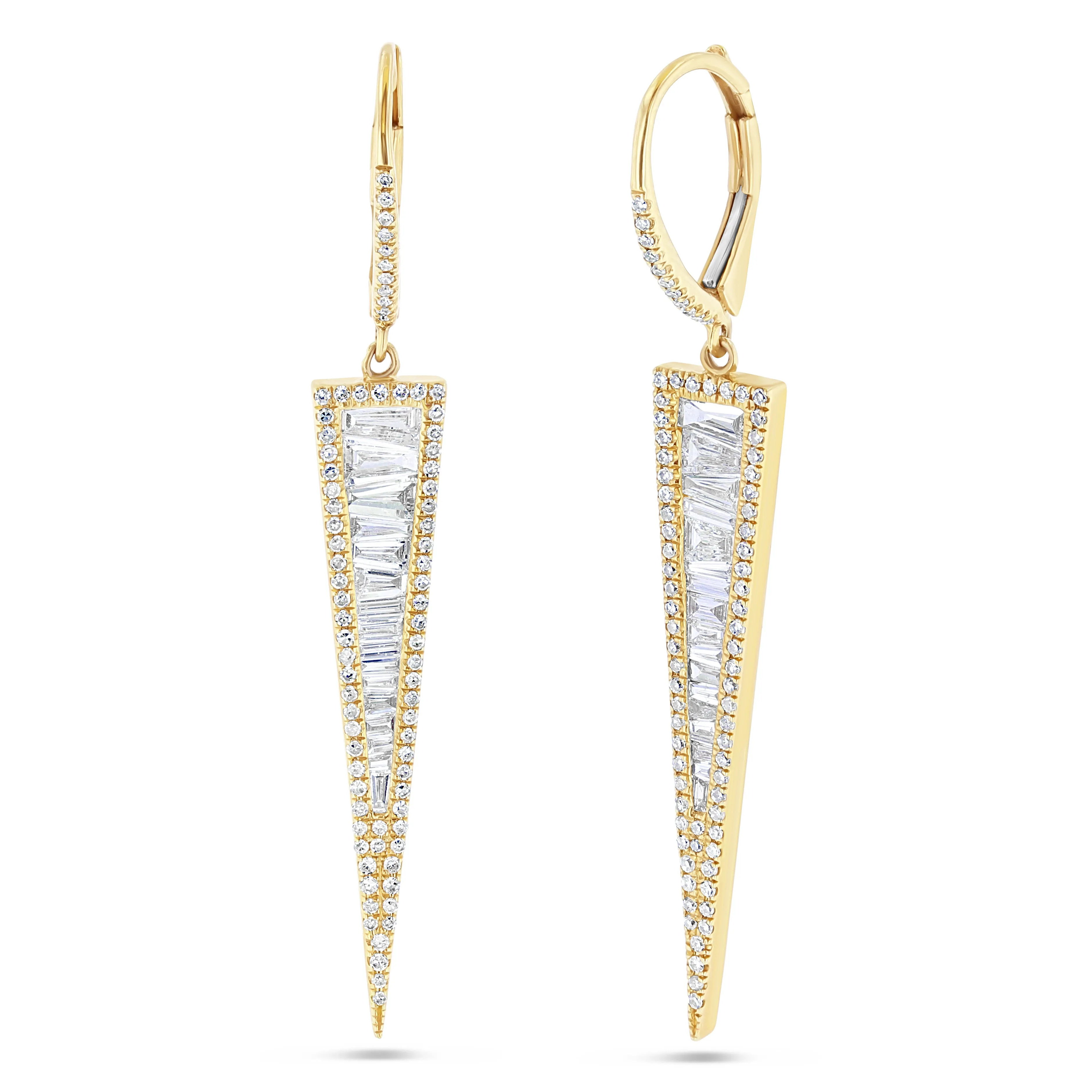 Baguette Dagger Diamond Earrings