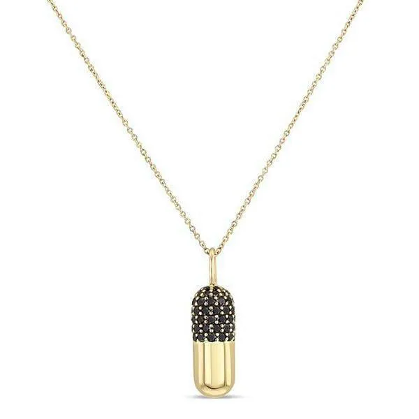 Black Diamond Pill Necklace