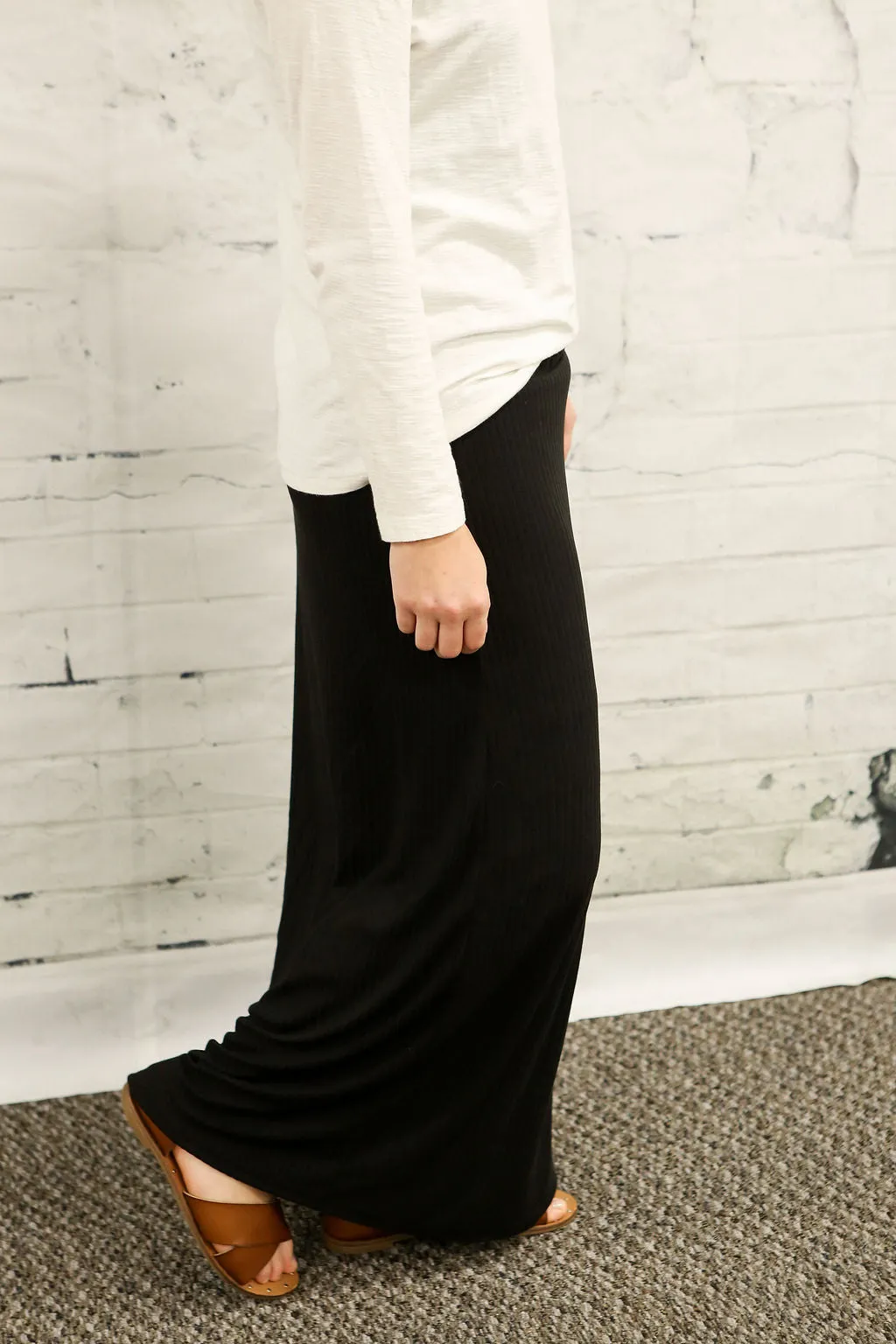 Black Lined Maxi Skirt
