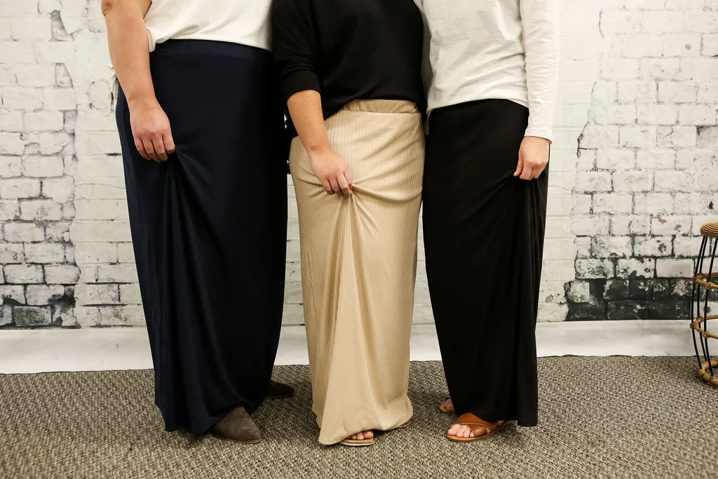 Black Lined Maxi Skirt