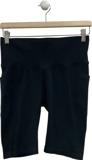 Black Pocketed Ribbed Cycle Shorts UK S