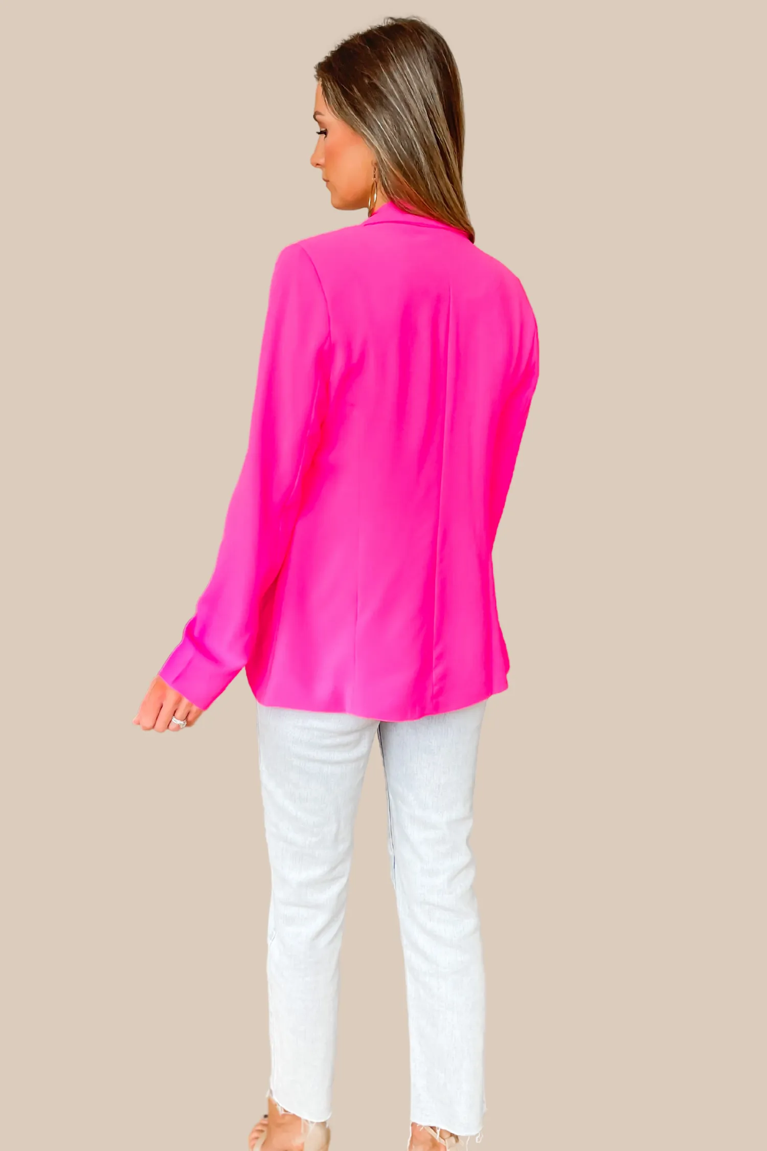 Boss Babe Pocketed Blazer - Ultra Pink