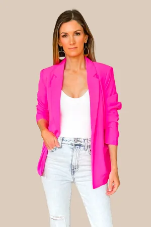 Boss Babe Pocketed Blazer - Ultra Pink