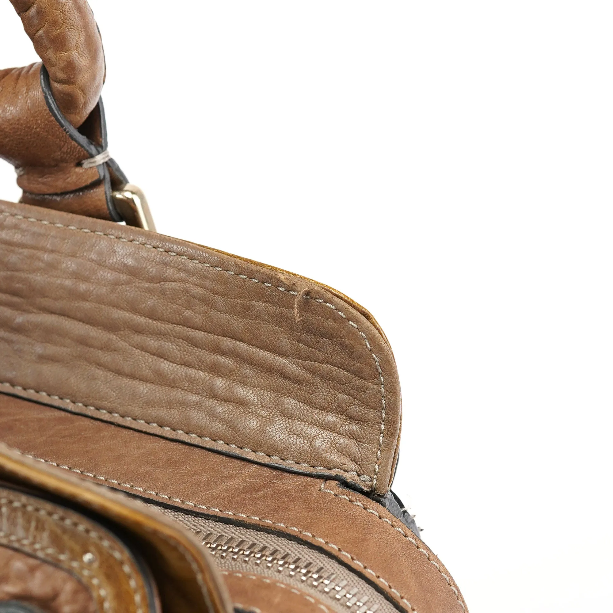 Brown Studded Leather Tote Bag