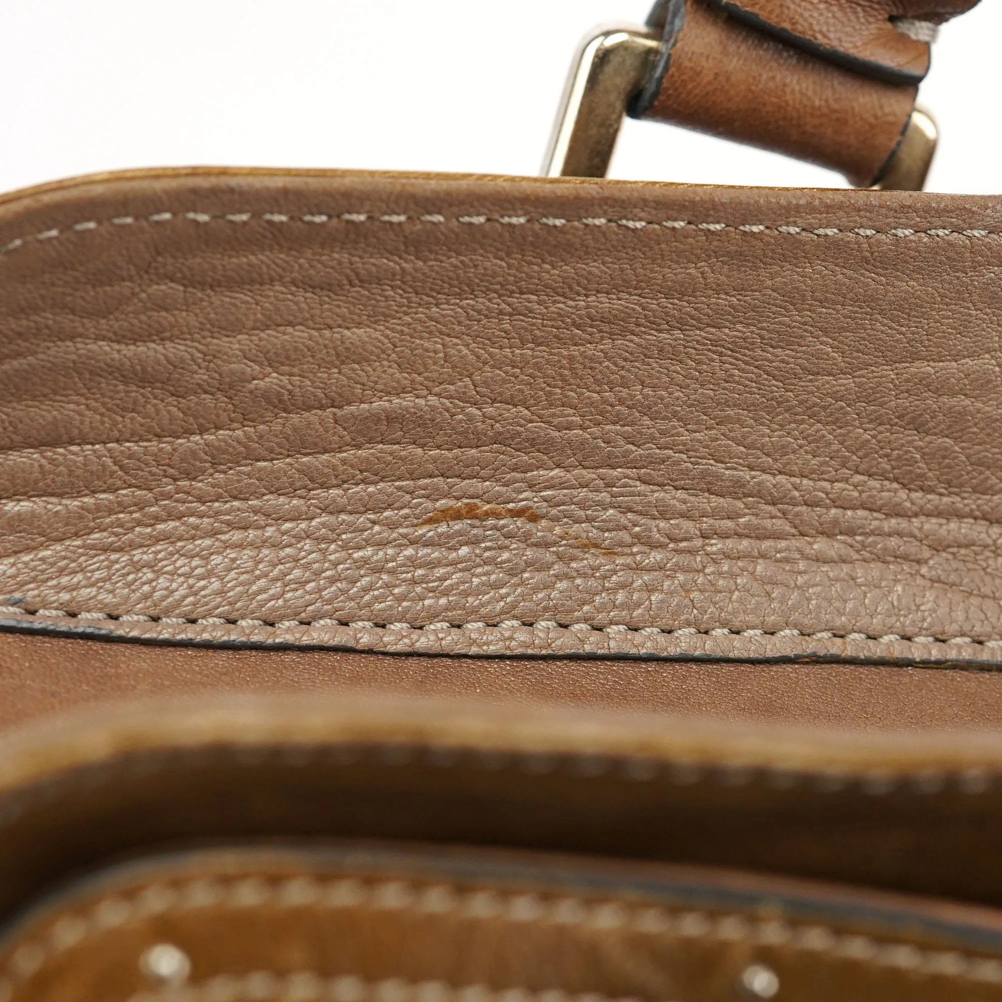 Brown Studded Leather Tote Bag
