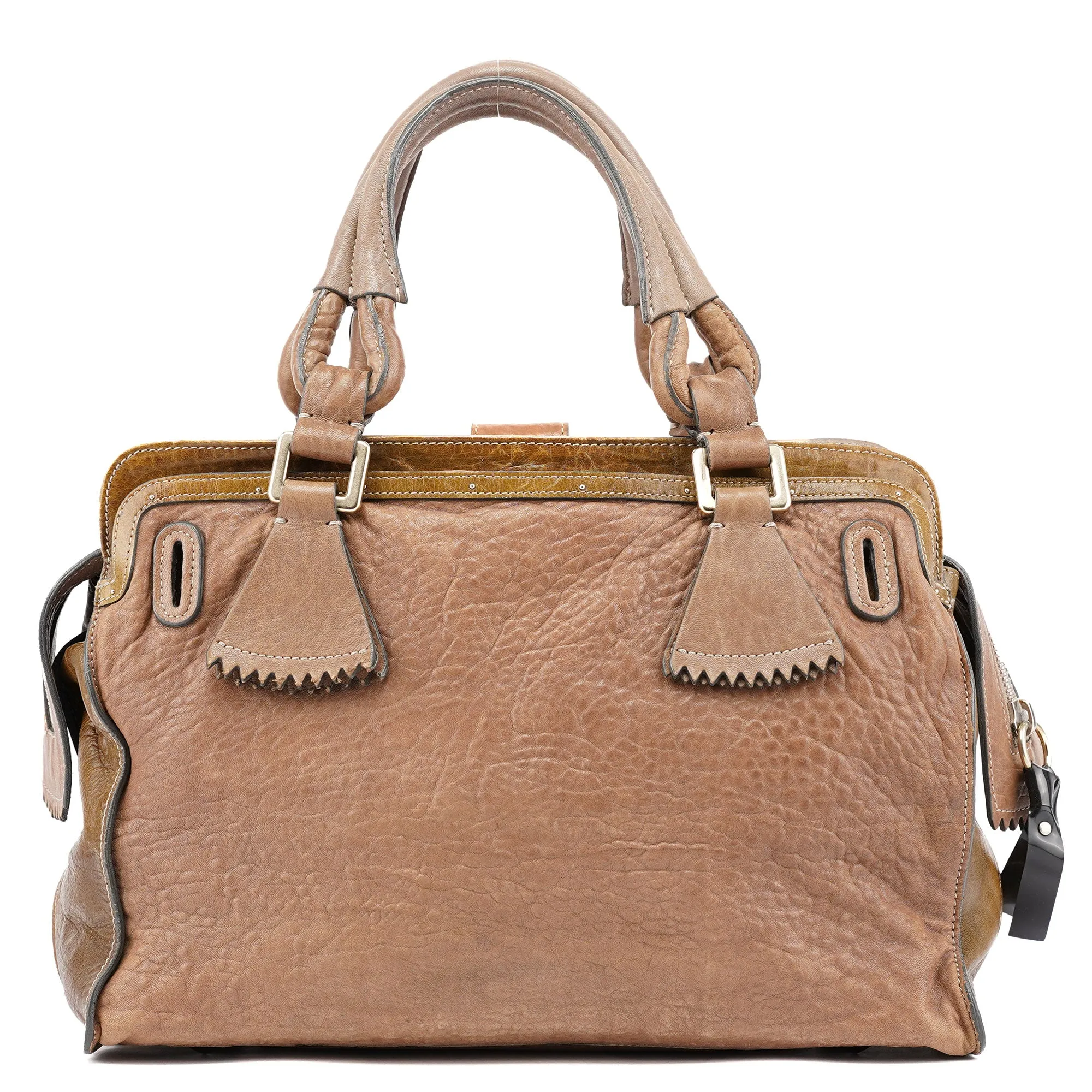 Brown Studded Leather Tote Bag
