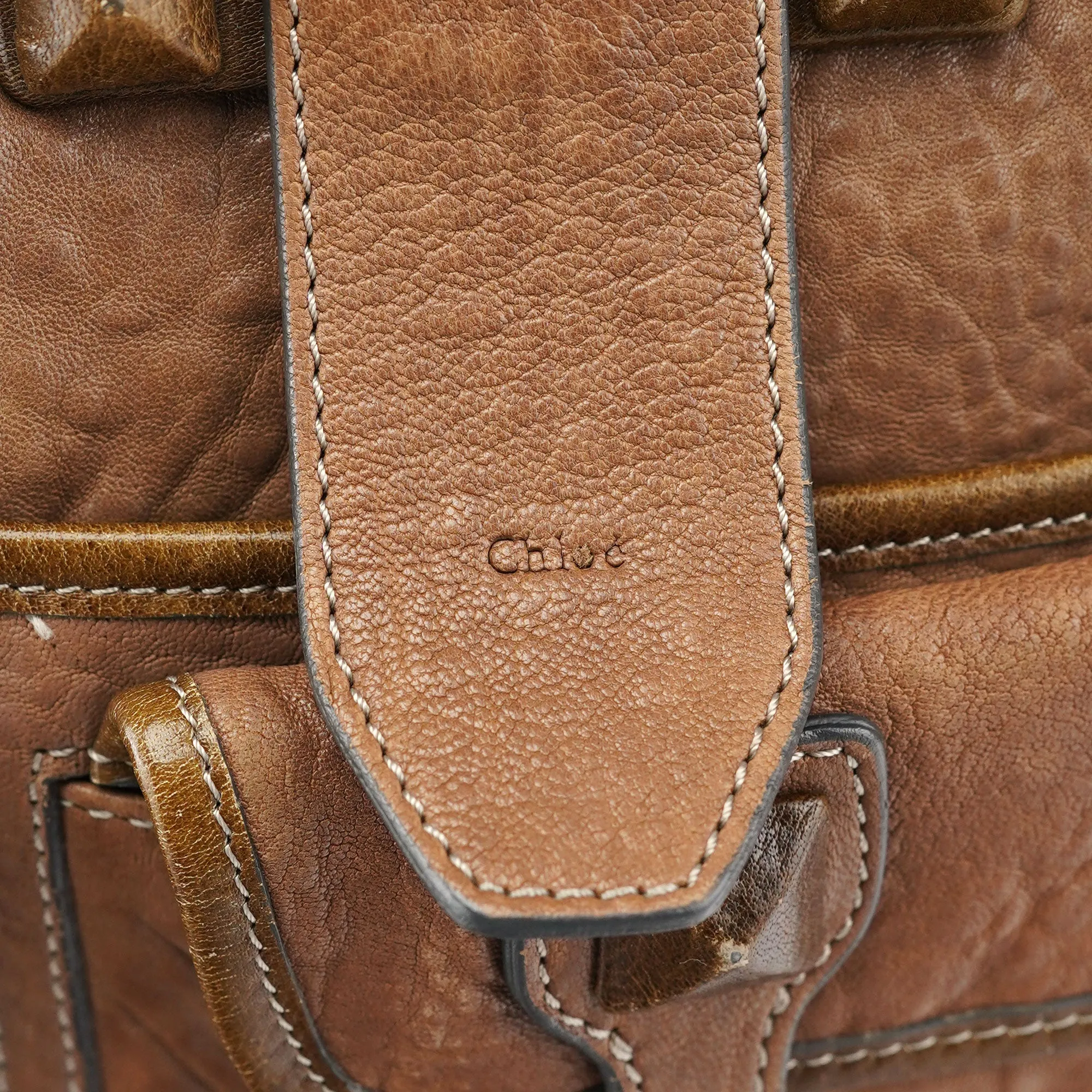 Brown Studded Leather Tote Bag