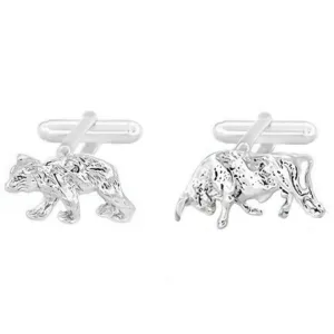 Bull and Bear Cufflinks in Sterling Silver