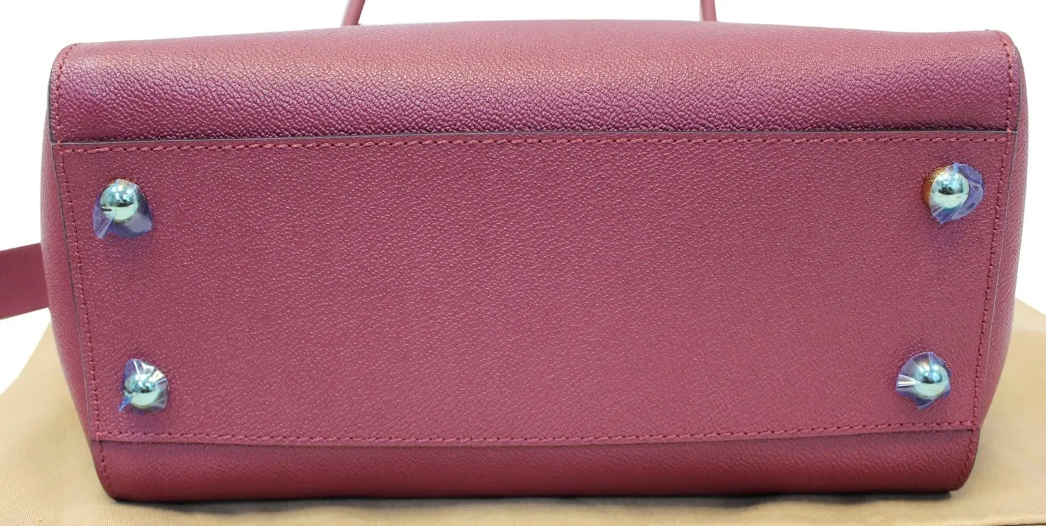 BURBERRY Dark Plum Soft Grain Leather Medium Buckle Tote Bag