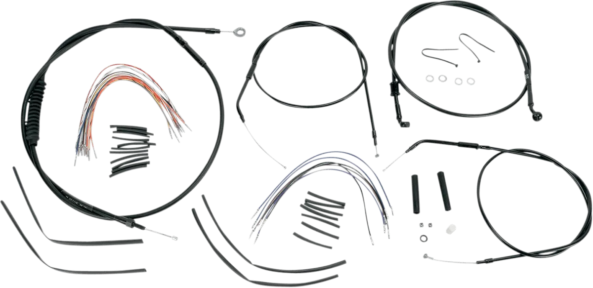 Burly Brand B30-1003 Extended Cable/Brake Line Kit for 16in. Ape Handlebars - Black Vinyl