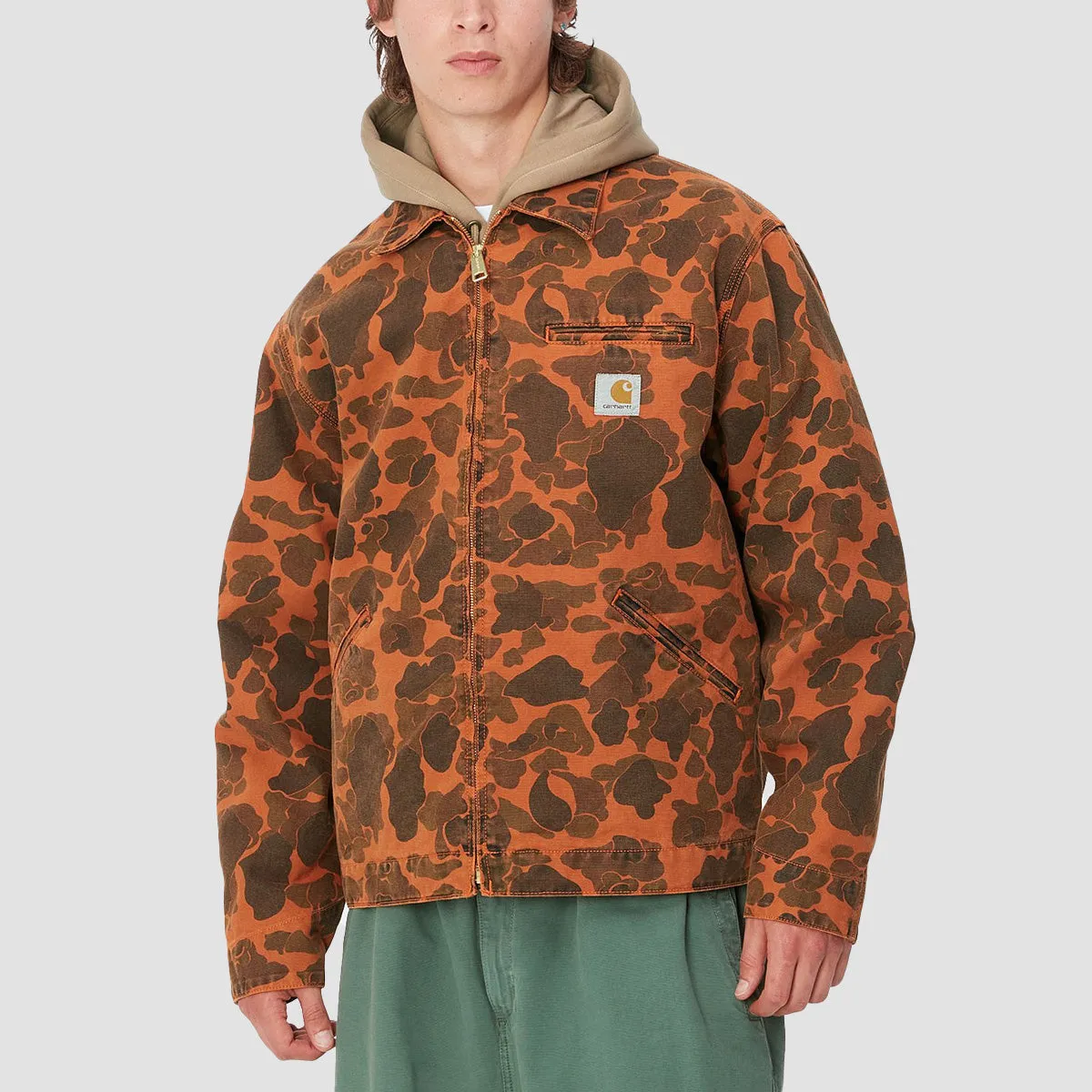 Carhartt WIP Duck Detroit Jacket Camo Duck/Green/Turmeric Garment Dyed