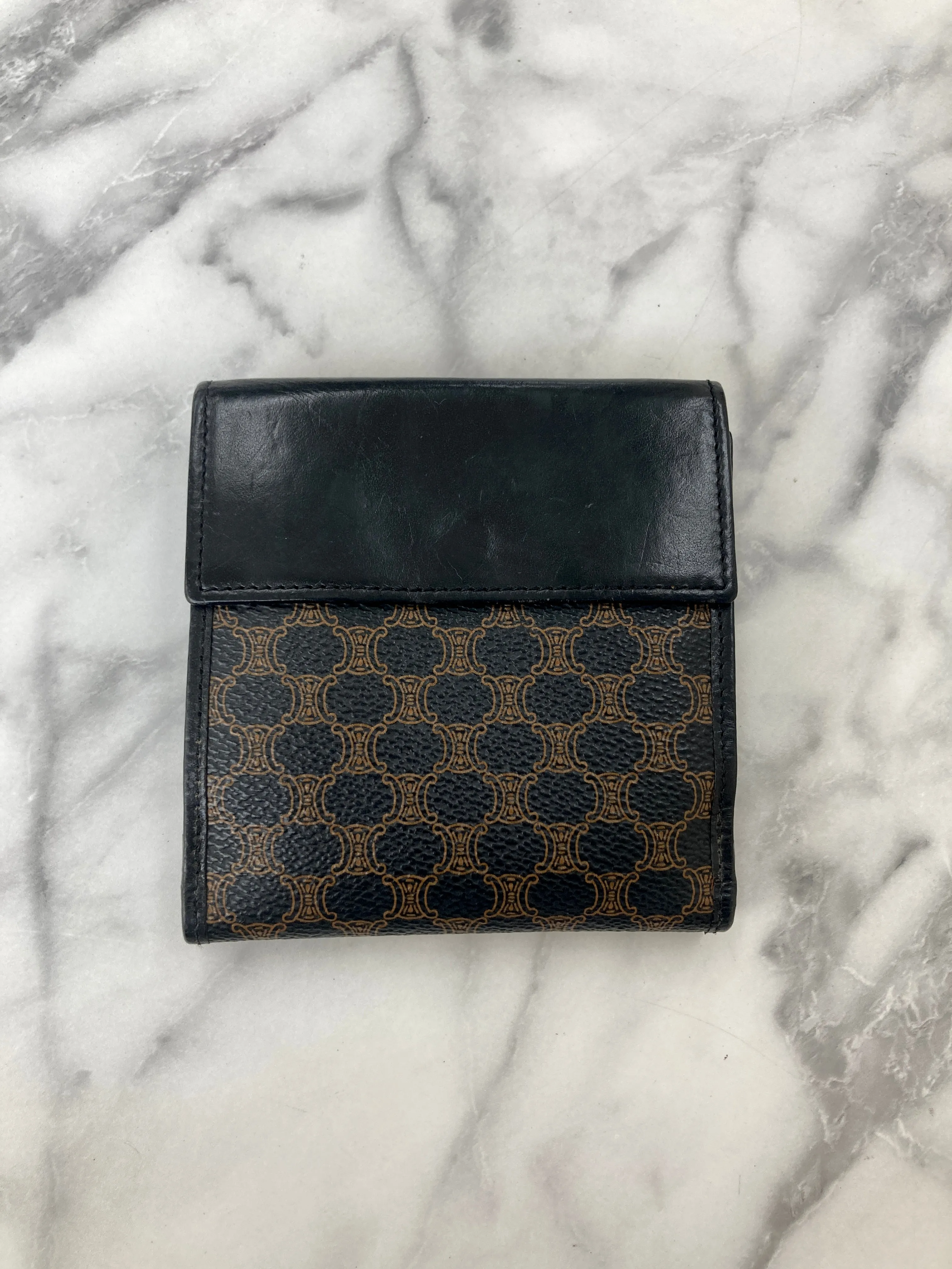 CELINE Macadam Blason Folded Wallet Black Vintage 4vg8wr