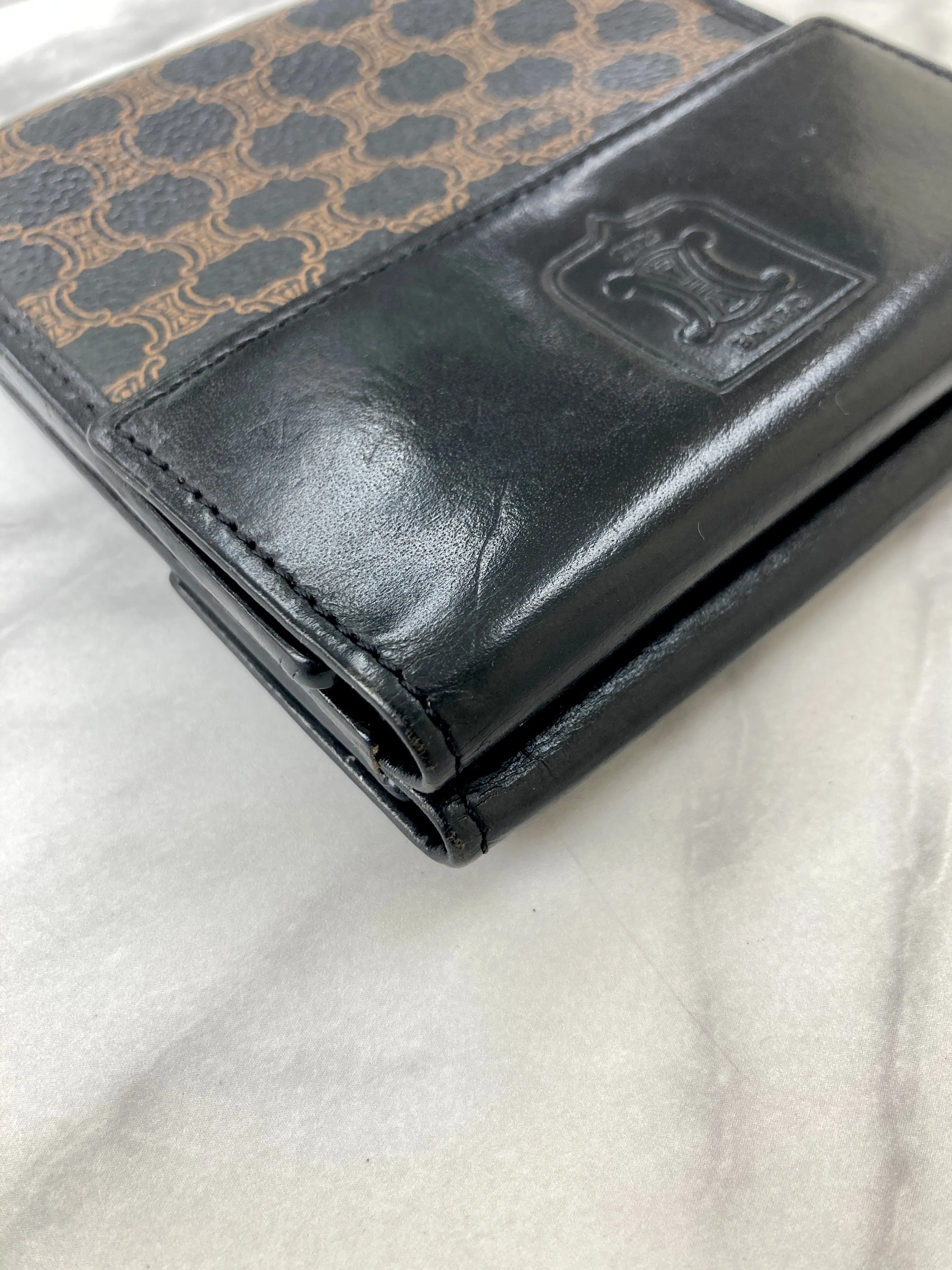 CELINE Macadam Blason Folded Wallet Black Vintage 4vg8wr