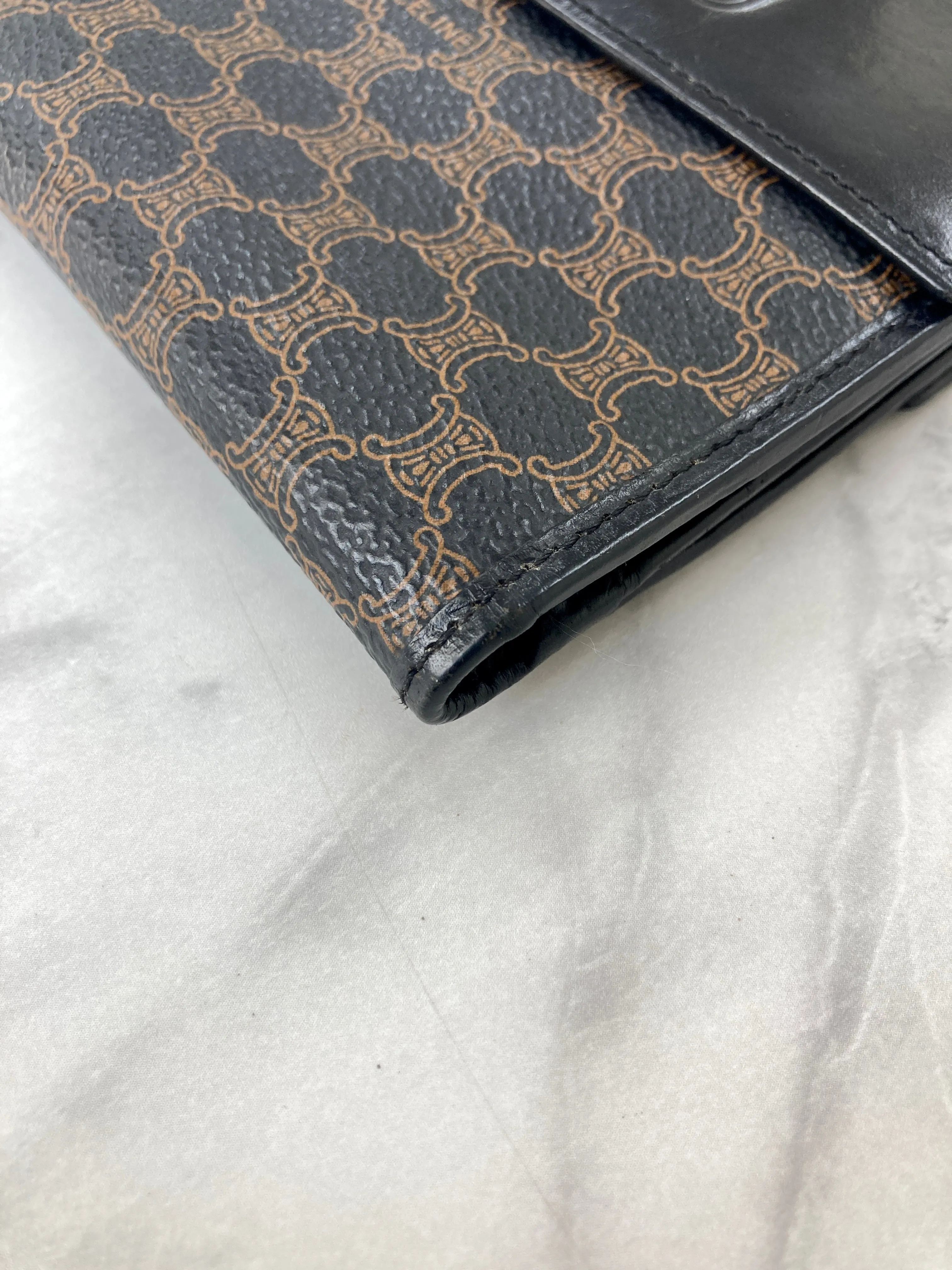 CELINE Macadam Blason Folded Wallet Black Vintage 4vg8wr