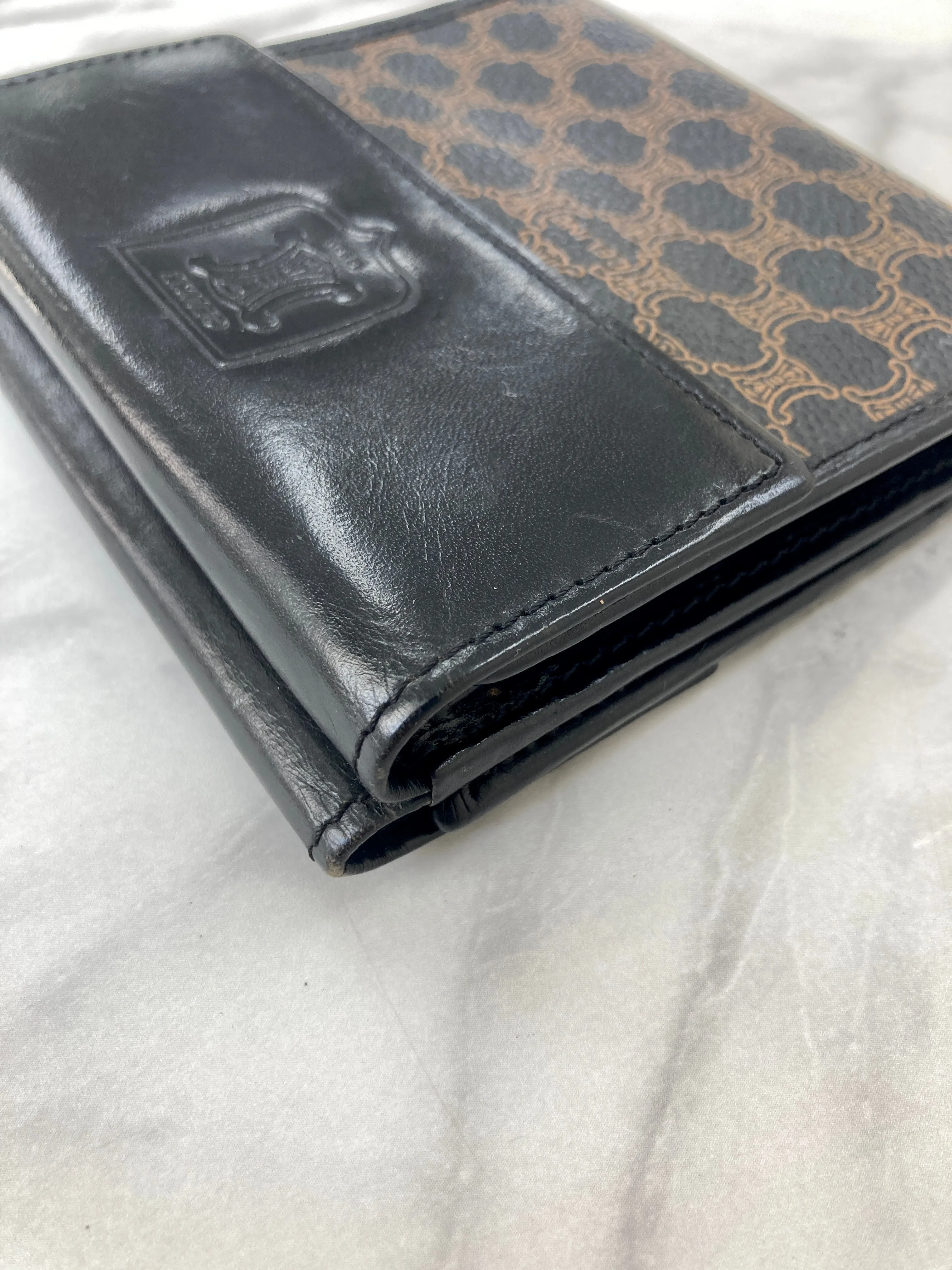 CELINE Macadam Blason Folded Wallet Black Vintage 4vg8wr