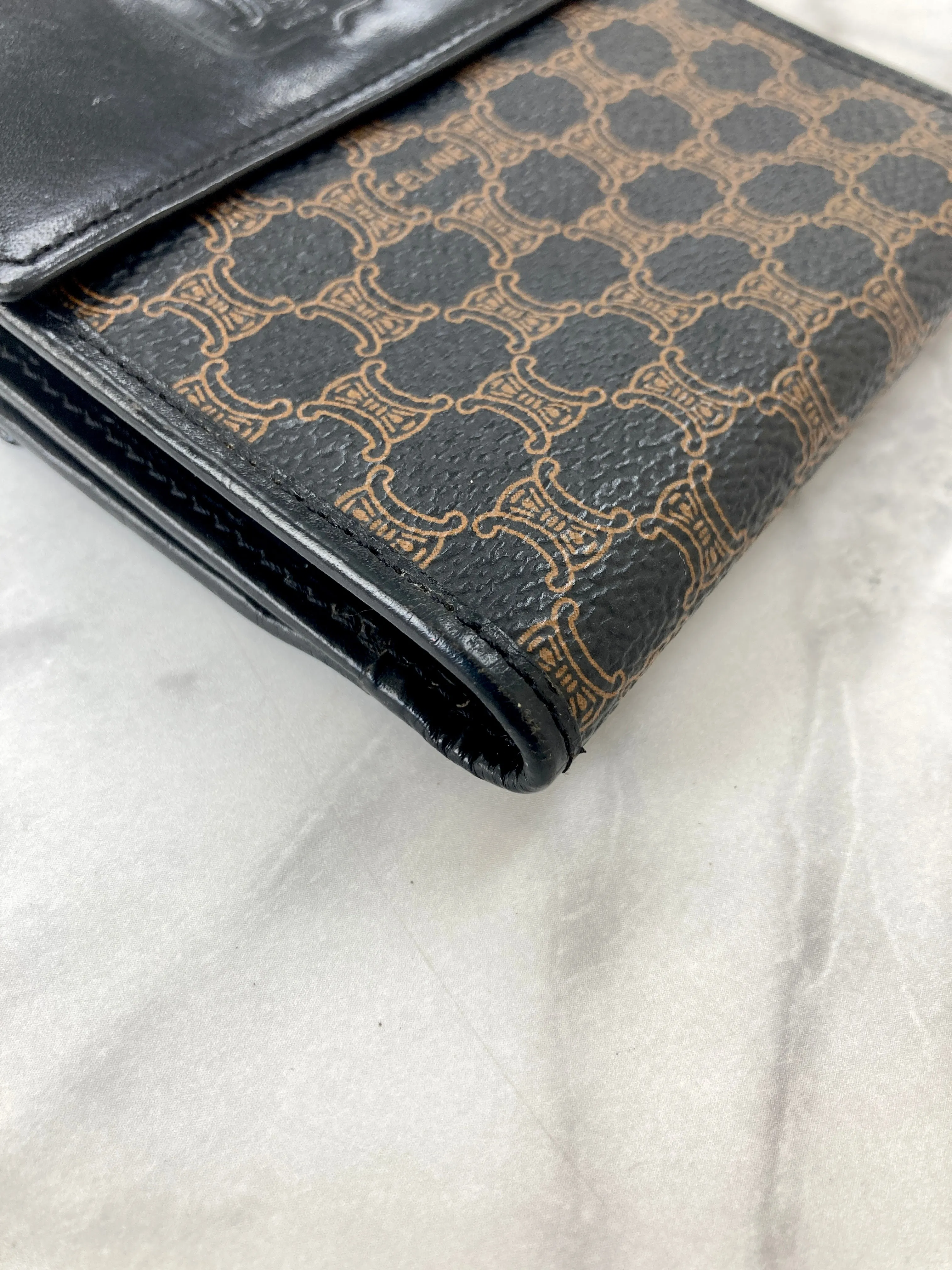 CELINE Macadam Blason Folded Wallet Black Vintage 4vg8wr