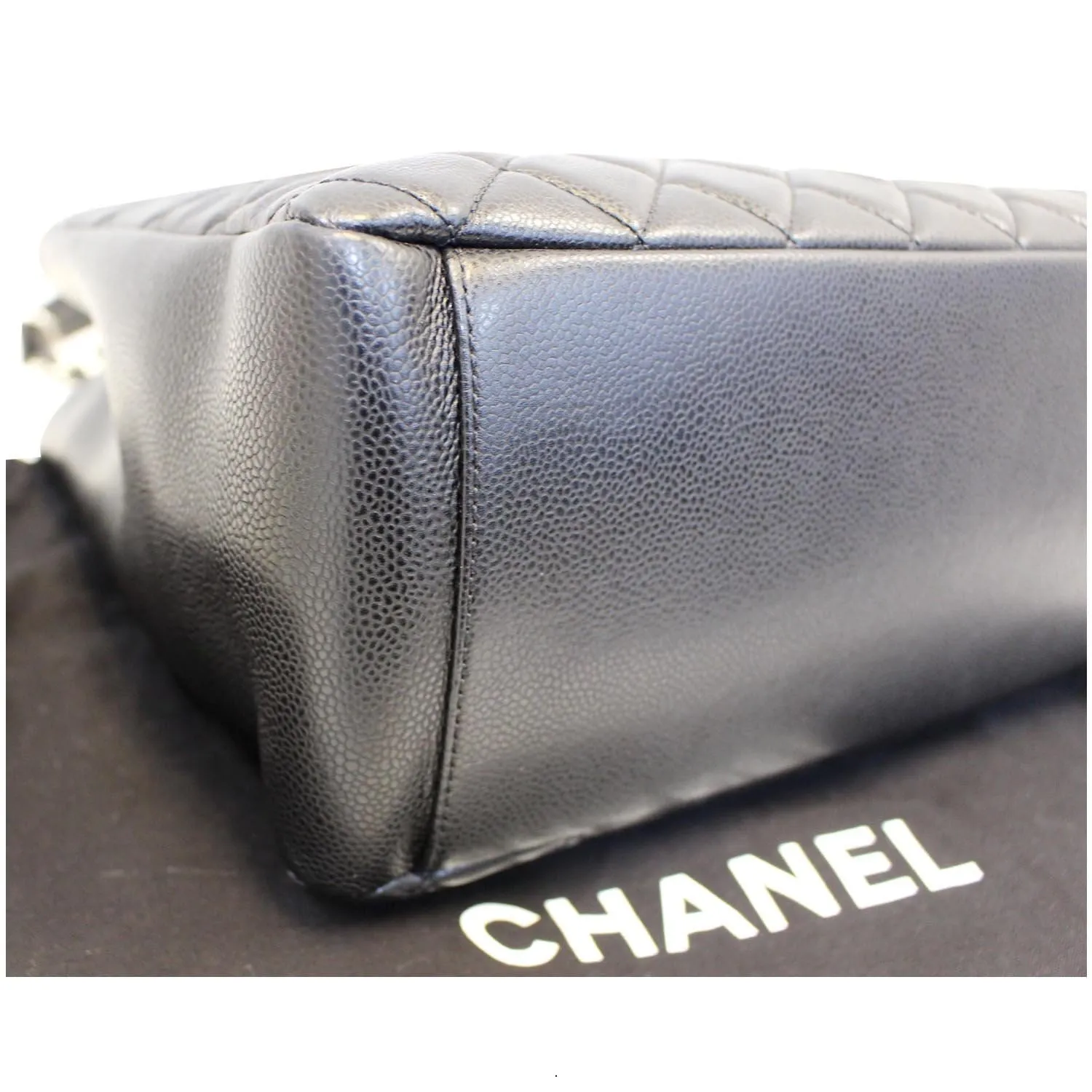 CHANEL Black Caviar Leather Grand Shopping Tote Bag