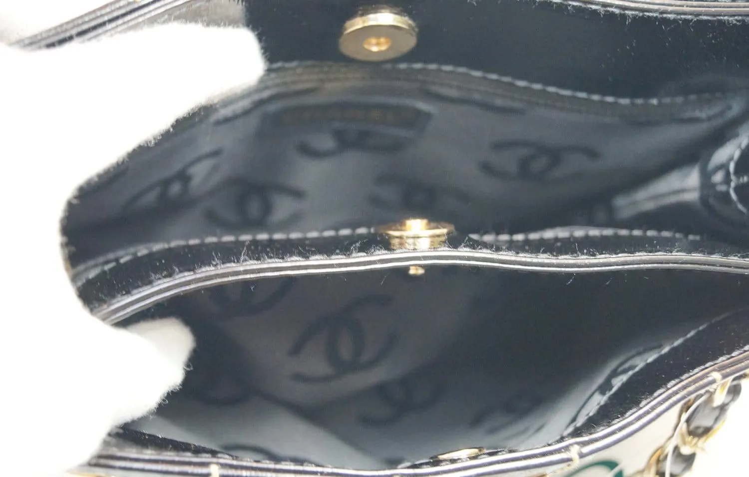 CHANEL Black Square Stitch CC Tote Shoulder Bag