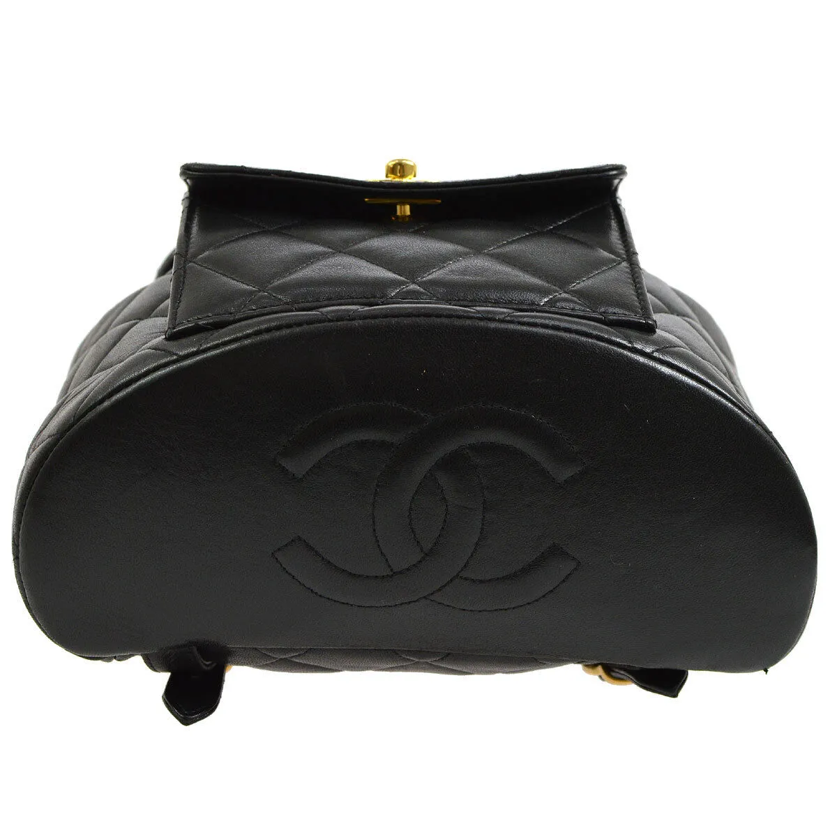 CHANEL DUMA Quilted Chain Backpack Bag Purse Black Leather 5063964 AK33298h