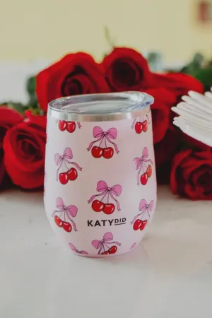 Cherry Bow Wine Tumbler Light Pink