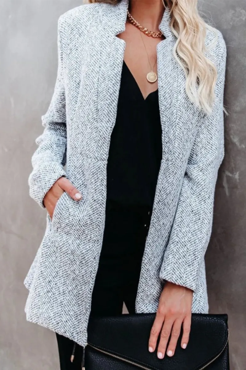 Chicindress Retro Pocketed Heather Grey Slim Coat(3 Colors)