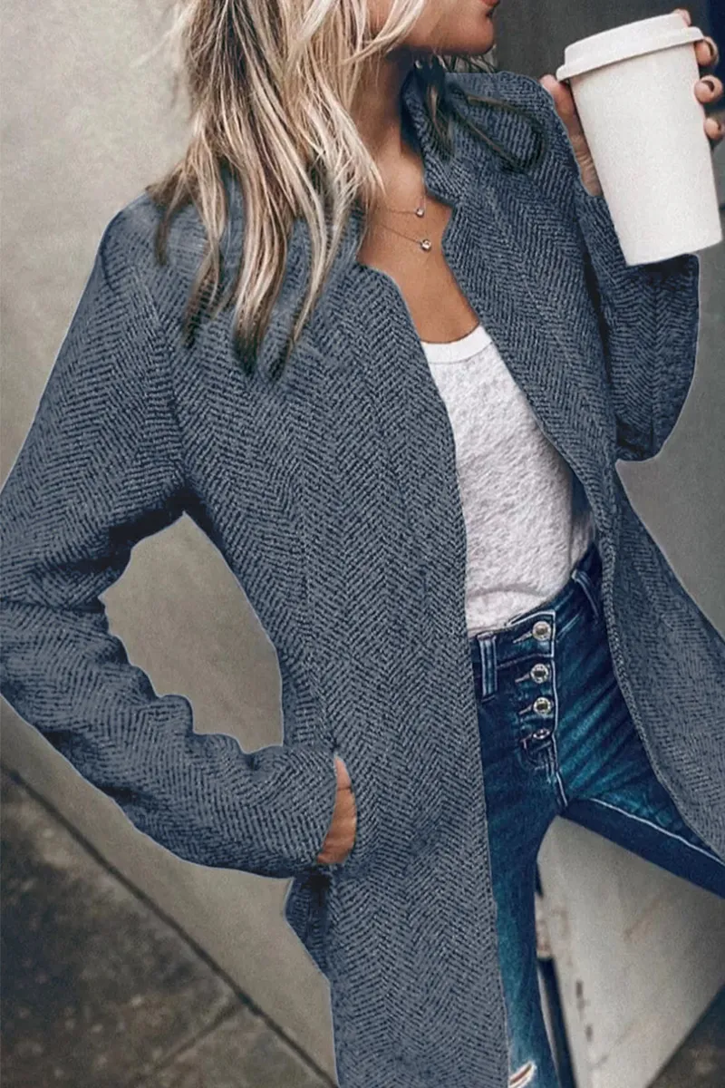 Chicindress Retro Pocketed Heather Grey Slim Coat(3 Colors)