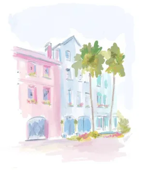 COASTAL RAINBOW ROW - CANVAS 30x40 PRINT